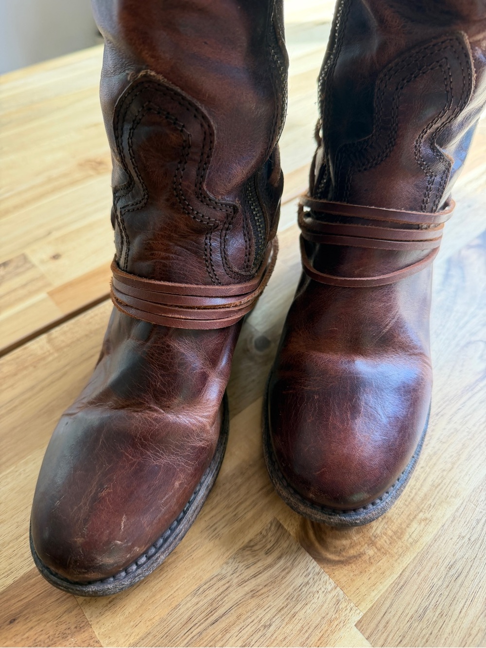 Freebird Coals - Women’s Tall Lace-Up Leather Boots in Cognac - Picture 5 of 12
